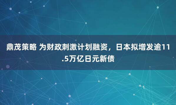 鼎茂策略 为财政刺激计划融资，日本拟增发逾11.5万亿日元新债
